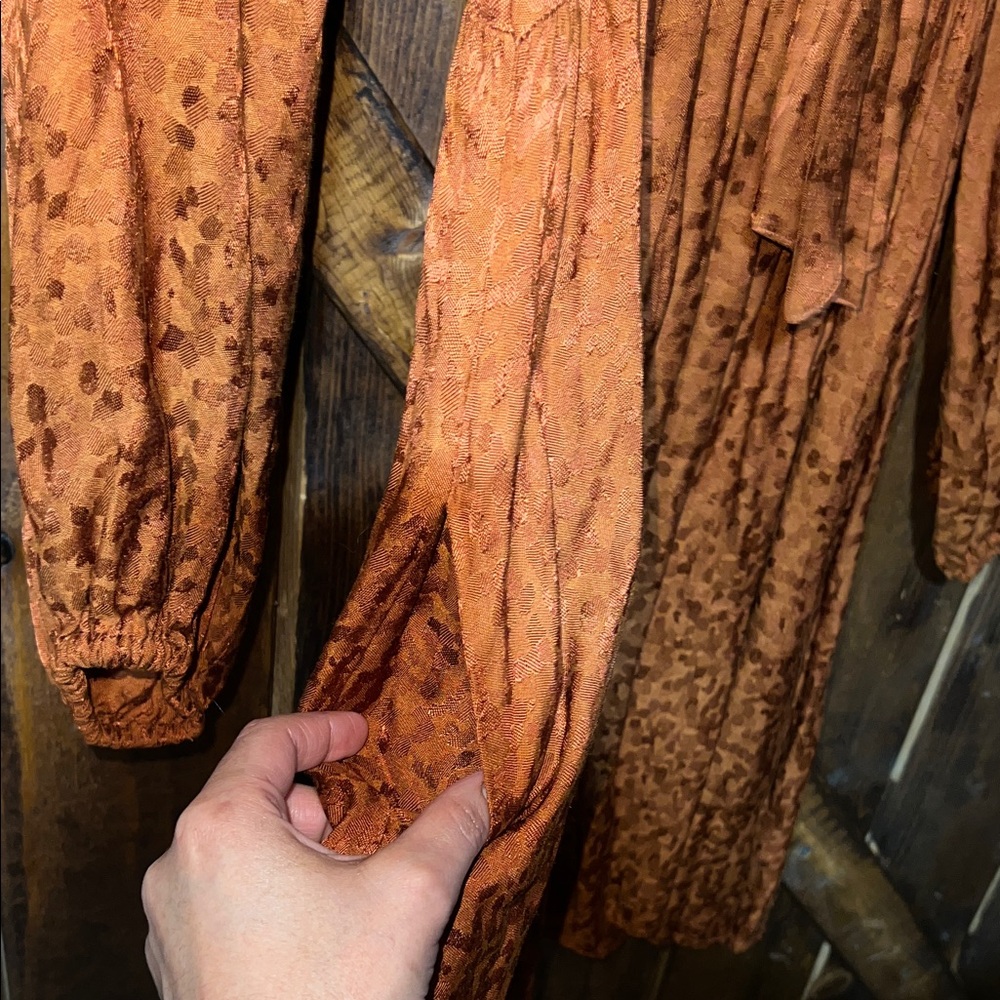 a new day Burnt Orange Tie-Neck Long Sleeve Mini Dress - Picture 6 of 7
